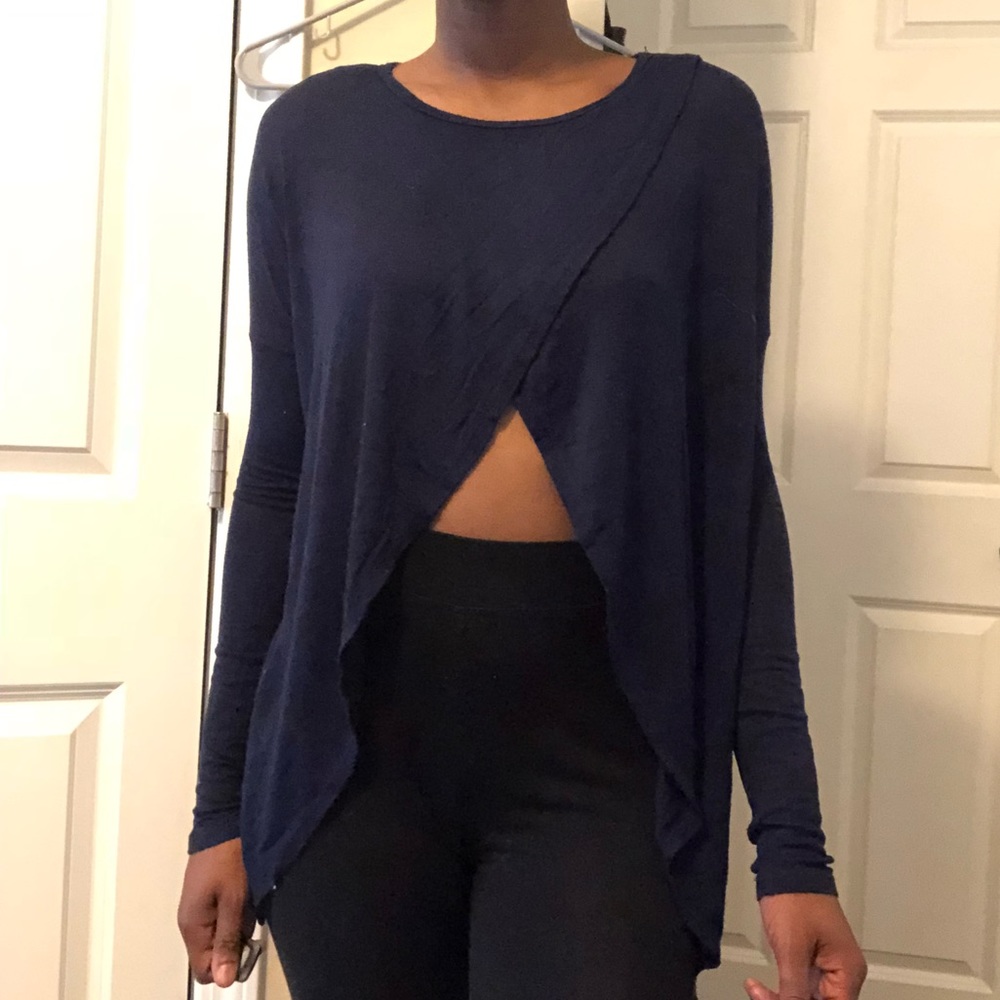 Navy open-front long sleeve